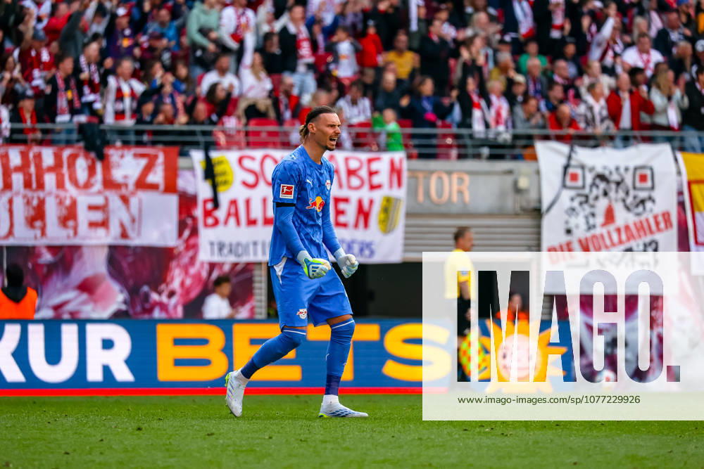 Maarten Vandevoordt (RB Leipzig, 26) Jubel, Torjubel, jubelt ueber Tor, RB Leipzig vs. FC St. Pauli, Fussball, 1. Bundesliga, 33. Spieltag, Saison 2025 2026, 09.05.2026,¨ DFL REGULATIONS PROHIBIT ANY USE OF PHOTOGRAPHS AS IMAGE SEQUENCES AND OR QUASI-VIDEO,¨ RB Leipzig vs. FC St. Pauli, Fussball, 1. Bundesliga, 33. Spieltag, Saison 2025 2026, 09.05.2026 Leipzig