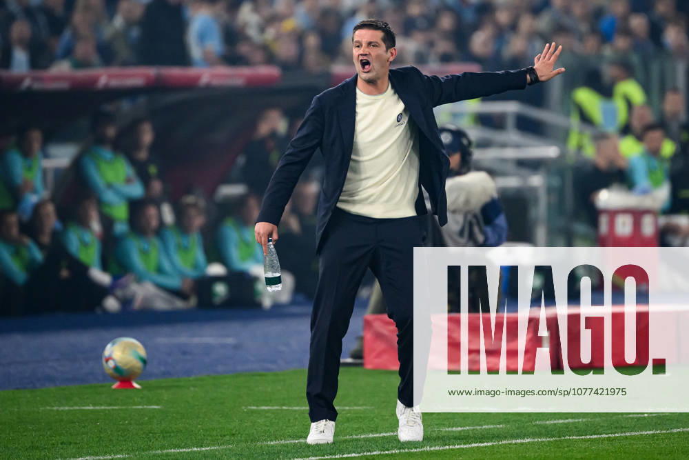 Cristian Chivu, head coach of FC Internazionale, reacts during the 2025 2026 Coppa Italia football final between SS Lazio and FC Internazionale at Stadio Olimpico in Rome (Italy), May 13, 2026. AndreaxStaccioli