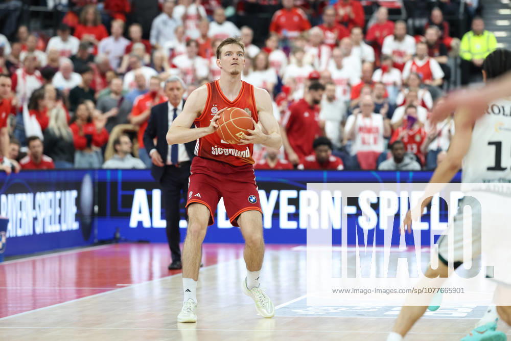 Justuz Hollatz (FC Bayern Basketball, 21), GER, FC Bayern Basketball vs. Vet Concept Gladiators Trier, Basketball, easycredit Basketball Bundesliga, Playoffs, Viertelfinale, Saison 2025 2026, 19.05.2026, GER, FC Bayern Basketball vs. Vet Concept Gladiators Trier, Basketball, easycredit Basketball Bundesliga, Playoffs, Viertelfinale, Saison 2025 2026, 19.05.2026 Muenchen