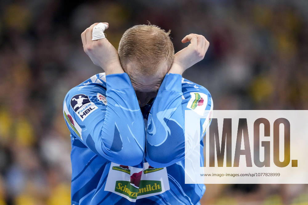 David Späth (Torwart, RNL, 29), Spieler der Rhein-Neckar-Löwen, Einzelbild, Einzelfoto, Aktion, Action, enttäuscht schauend, Enttäuschung, Frustration, disappointed, pessimistisch, 24.05.2026, Mannheim (Deutschland), Handball, Bundesliga, Rhein-Neckar Löwen - SC Magdeburg