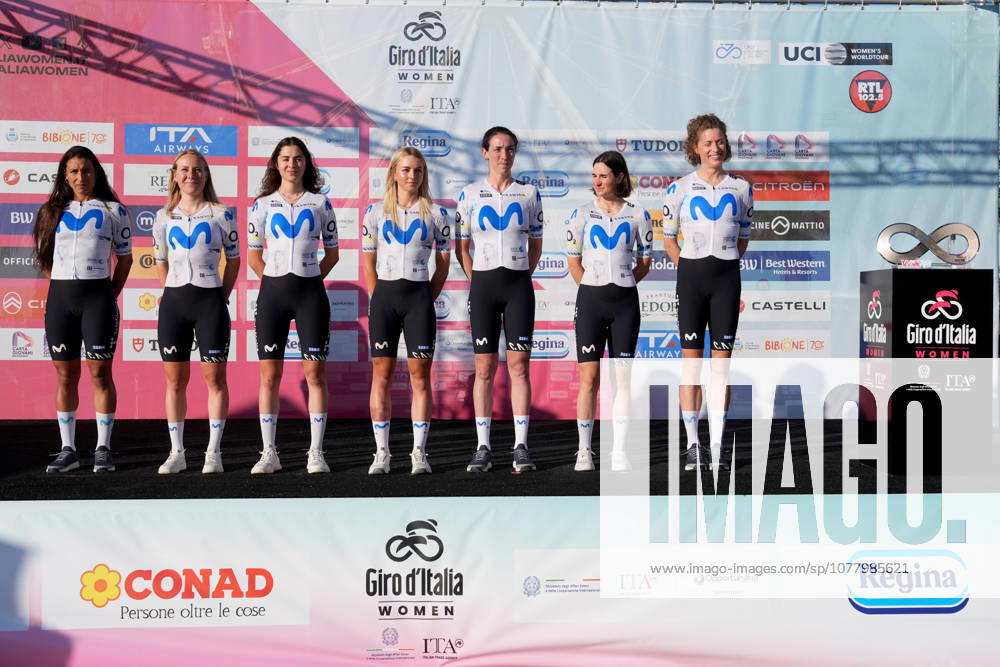 MOVISTAR TEAM during the team presentation ahead of the Giro dItalia Women cycling race in Cesenatico, Italy, Friday