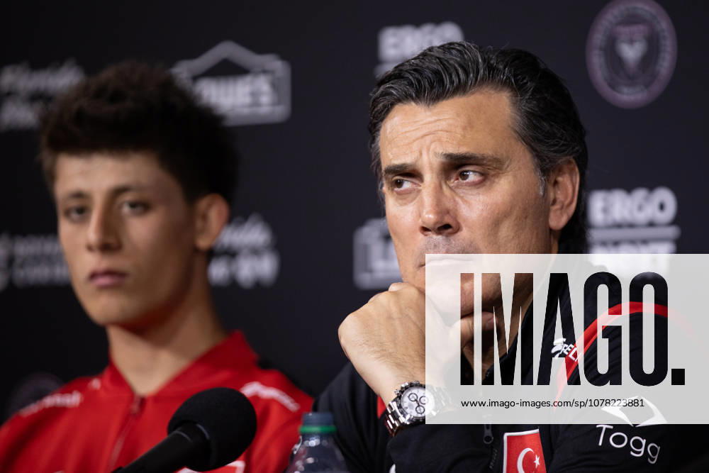 Turkish national team, Nationalteam holds press conference, PK, Pressekonferenz ahead of Venezuela friendly game in Miami MIAMI, FLORIDA, UNITED STATES - JUNE 5: Vincenzo Montella, head coach of the Turkish National Football Team, speaks during a press conference ahead of Turkiye’s International Friendly, Länderspiel, Nationalmannschaft game against Venezuela, as the team prepares for the FIFA World Cup, WM, Weltmeisterschaft, Fussball in Miami, Florida, US on June 5, 2026. Mostafa Bassim Anadolu Florida United States. Editorial use only. Please get in touch for any other usage.