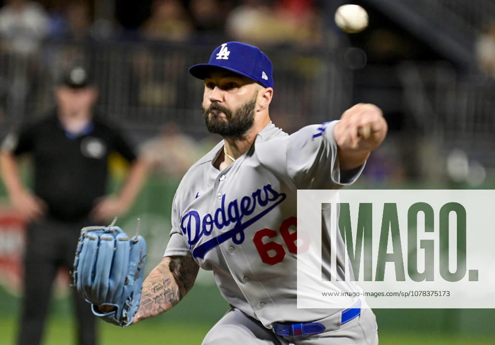 Los Angeles Dodgers pitcher Tanner Scott (66) throws in the ninth inning of the Pittsburgh Pirates 12-3 lost at PNC Park on Tuesday 9, 2026 in Pittsburgh. PIT2026060922 ArchiexCarpenter