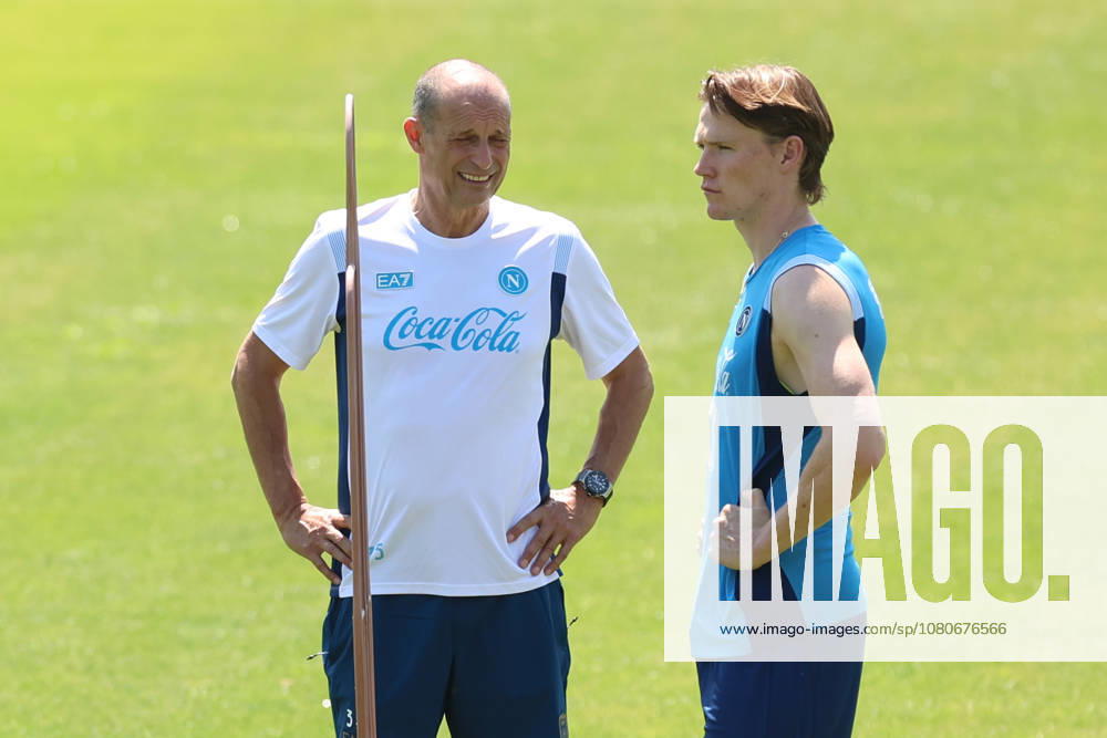 SSC Napoli Training Session Massimiliano Allegri, coach of Napoli, and Scott McTominay of Napoli during a training session on Day 1 of the preseason camp of SSC Napoli at Stadio Patini in Castel di Sangro, Italy, on August 3, 2025. Castel di Sangro Abruzzo Italy