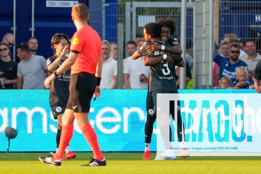 , BUKO Stadion , season 2026 2027 , Dutch Eredivisie football , match between Telstar and Sparta Rotterdam , Picture shows Sparta Rotterdam player Marvin Young, Sparta Rotterdam player Ayoni Santos celebrating the 0-1 Telstar - Sparta x205709871x