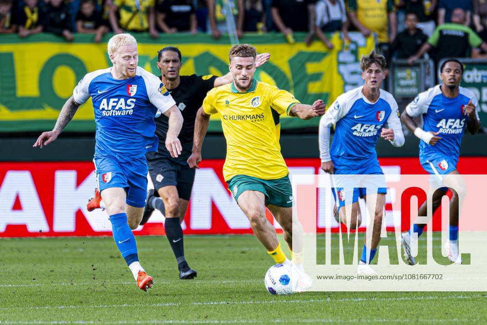 SITTARD - Anthony Descotte of Fortuna Sittard battles for possession with Mexx Meerdink of AZ Alkmaar during the Eredivisie match between Fortuna Sittard and AZ Alkmaar at the Fortuna Sittard Stadium on 22 August 2026 in Sittard, the Netherlands. KEVIN SENDERS ANP Eredivisie 2026 27 ANPxSportx xMarcelxterxBalsxIVx 566030348 originalFilename: 566030348