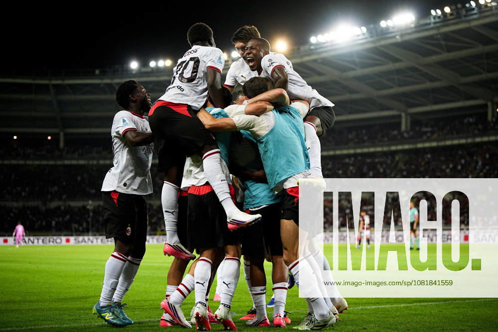 Milans Adrien Rabiot celebrates after scoring the 2-0 goal for his team during the Serie A soccer match between Torino and Milan at the Stadio Olimpico Grande Torino in Turin, north west Italy - Sunday, August 23, 2026. - Soccer .