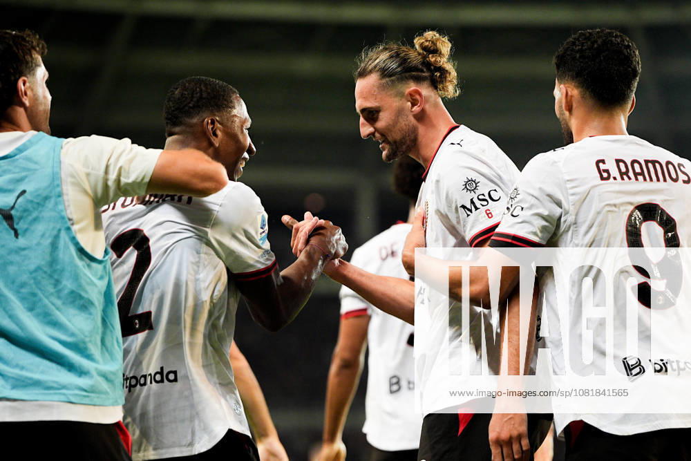 Milans Adrien Rabiot celebrates after scoring the 2-0 goal for his team during the Serie A soccer match between Torino and Milan at the Stadio Olimpico Grande Torino in Turin, north west Italy - Sunday, August 23, 2026. - Soccer .
