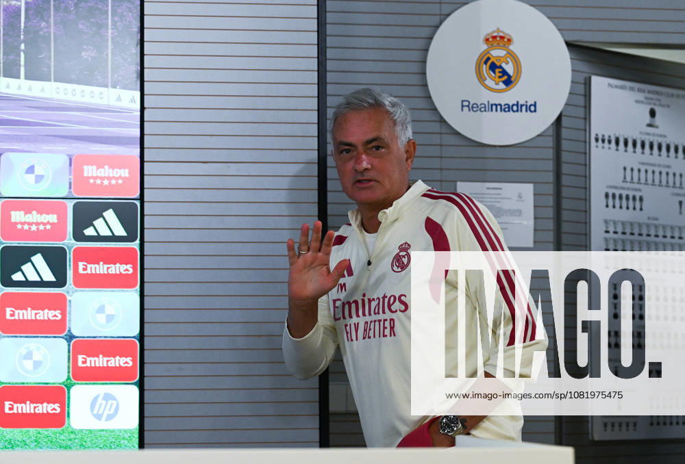 Real Madrid head coach Jose Mourinho MADRID, SPAIN - AUGUST 25: Real Madrid head coach Jose Mourinho attends the press conference, PK, Pressekonferenz at the Valdebebas training complex in Madrid, Spain, on August 25, 2026. The team completed their final training session at the facility ahead of their upcoming opening match of the La Liga season against Real Sociedad. Burak Akbulut Anadolu Madrid Spain. Editorial use only. Please get in touch for any other usage.