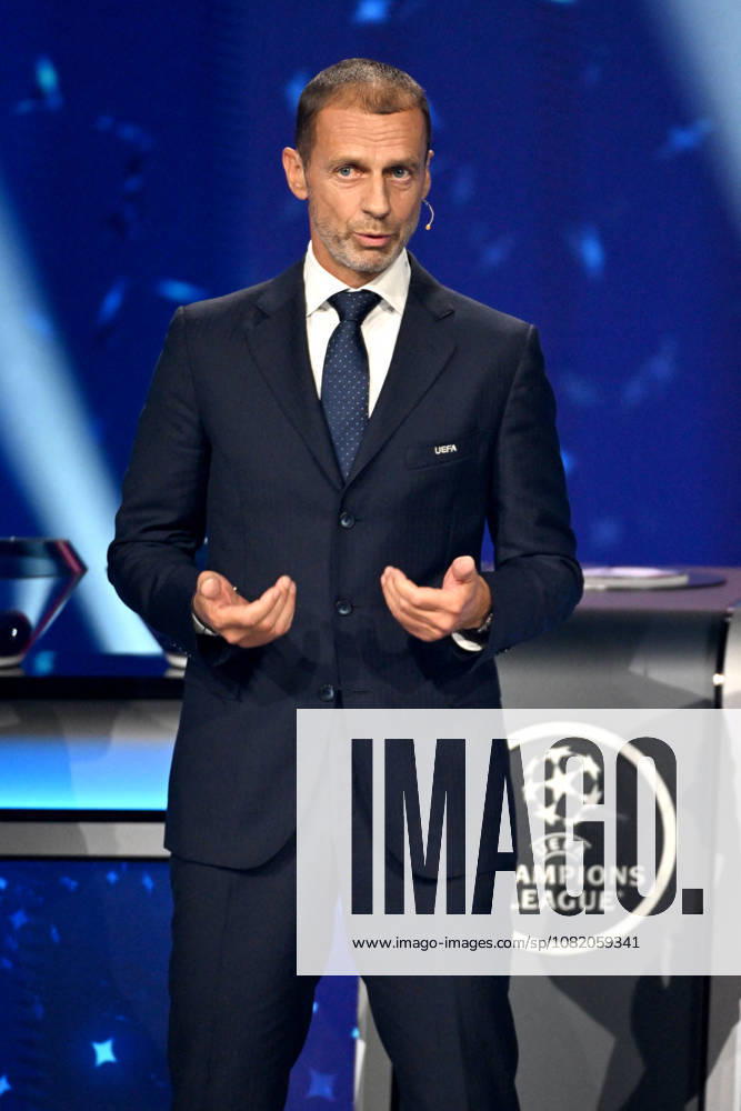 Aleksander Ceferin, le président de l’UEFA, lors du tirage au sort de la phase de ligue de l’édition 2026-2027 de la Ligue des champions au Grimaldi Forum de Monaco, le 27 août 2026. Bruno Bebert Bestimage The 2026 27 UEFA Champions League league phase draw at the Grimaldi Forum in Monaco on August 27, 2026. Monaco Monaco