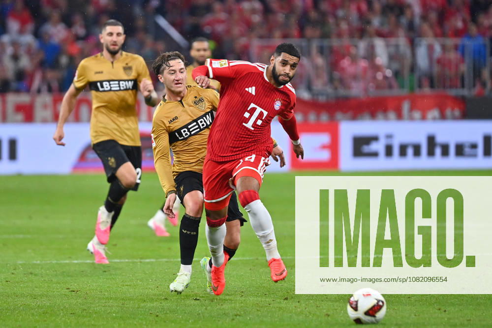 Ismael SAIBARI (Bayern Muenchen), Aktion,Zweikampf gegen Angelo STILLER (VFB Stuttgart). Fussball 1. Bundesliga Saison 2026 2027, 1.Spieltag, Spieltag01, FC Bayern Muenchen - VfB Stuttgart 5-1 am 28.08.2026 , A L L I A N Z A R E N A.