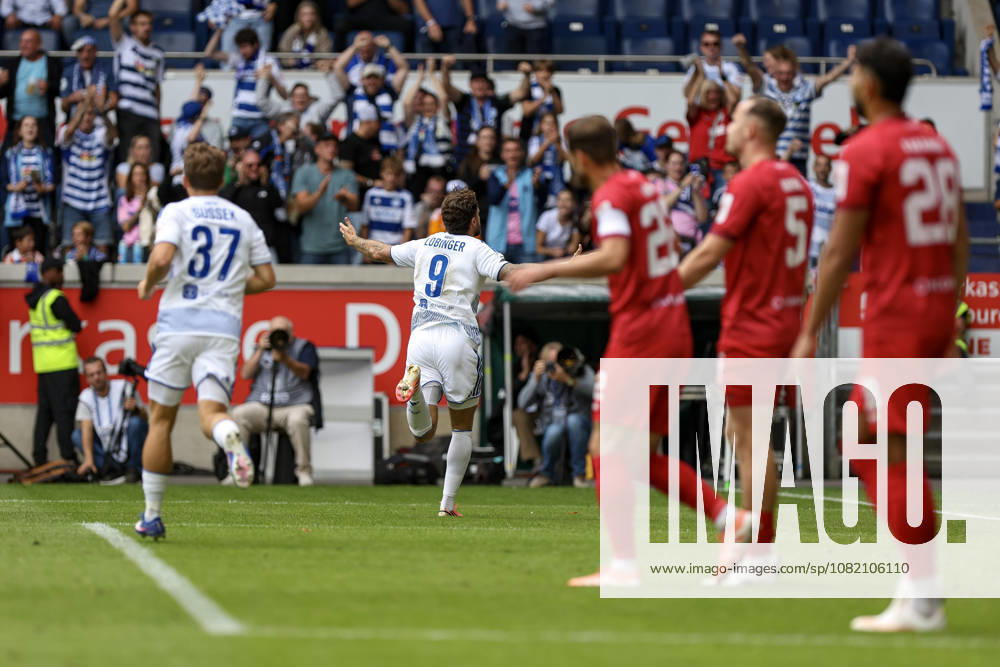 GER, Fussball, Herren, 3. Liga, Saison 2026 2027, MSV Duisburg - FC Würzburger Kickers Lex-Tyger Lobinger (Duisburg) Torjubel, jubelt nach seinem Treffer zum 1:0 Duisburg schauinsland-reisen-Arena Nordrhein-Westfalen Deutschland