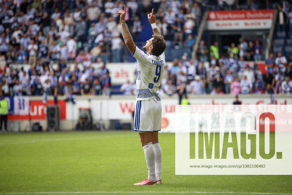 GER, Fussball, Herren, 3. Liga, Saison 2026 2027, MSV Duisburg - FC Würzburger Kickers Lex-Tyger Lobinger (Duisburg) Torjubel, jubelt nach seinem Treffer zum 2:0 Duisburg schauinsland-reisen-Arena Nordrhein-Westfalen Deutschland