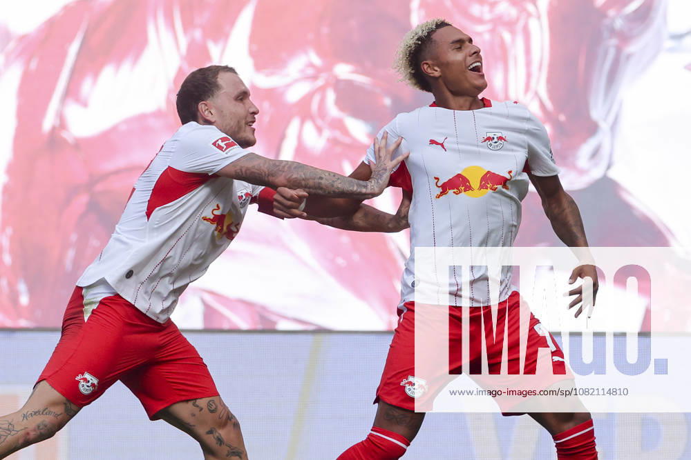 Antonio Nusa (RB Leipzig) bejubelt seinen Treffer zum 2:0 mit David Raum (RB Leipzig) waehrend des Spiels der 1. Bundesliga zwischen RB Leipzig und Borussia Moenchengladbach, Red Bull Arena am 29. August 2026 in Leipzig, Deutschland. (Foto von Marco Steinbrenner DeFodi Images) +++ Antonio Nusa (RB Leipzig) celebrates after scoring his teams second goal with David Raum (RB Leipzig) during the Bundesliga match between RB Leipzig and Borussia Moenchengladbach at Red Bull Arena on August 29, 2026 in Leipzig, Germany. (Photo by Marco Steinbrenner DeFodi Images) DFB DFL REGULATIONS PROHIBIT ANY USE OF PHOTOGRAPHS AS IMAGE SEQUENCES AND OR QUASI-VIDEO. (Photo by Marco Steinbrenner DeFodi Images) -