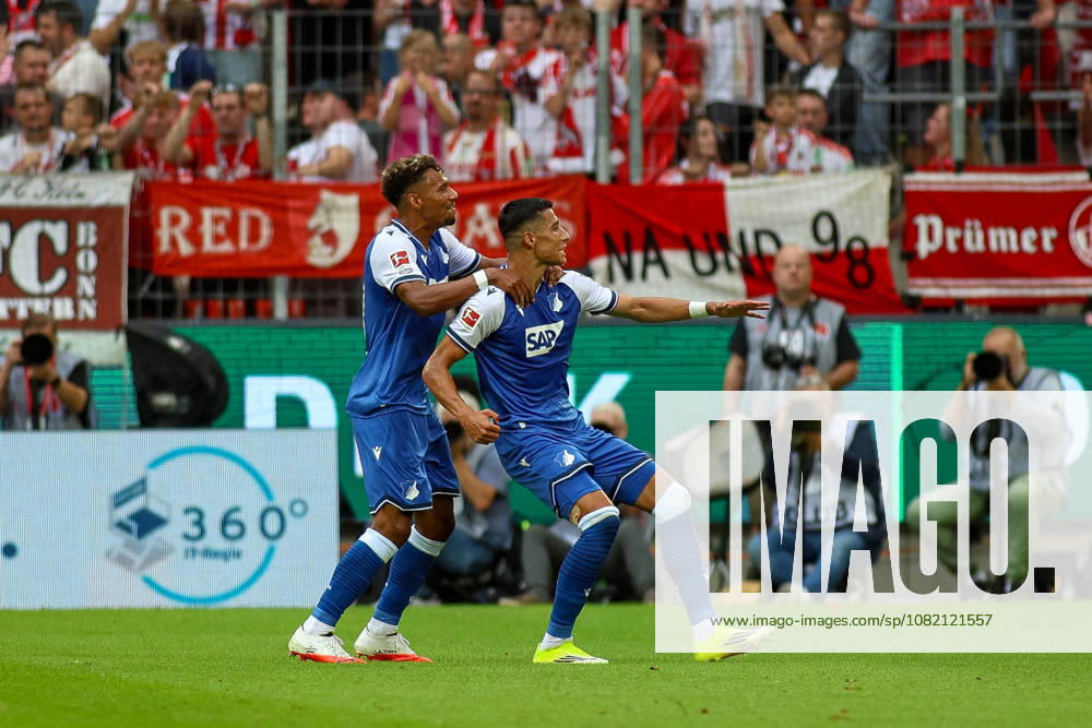 GER, Fussball, Herren, Bundesliga , 1. Bundesliga, Saison 2026 2027, 1. FC Köln - TSG 1899 Hoffenheim Adam Daghim (TSG) Torjubel, jubelt nach seinem Treffer zum 0:1 mit Bambasà Contà (TSG)