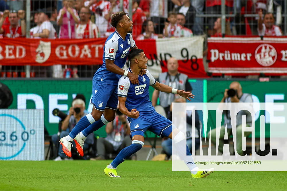 GER, Fussball, Herren, Bundesliga , 1. Bundesliga, Saison 2026 2027, 1. FC Köln - TSG 1899 Hoffenheim Adam Daghim (TSG) Torjubel, jubelt nach seinem Treffer zum 0:1 mit Bambasà Contà (TSG)