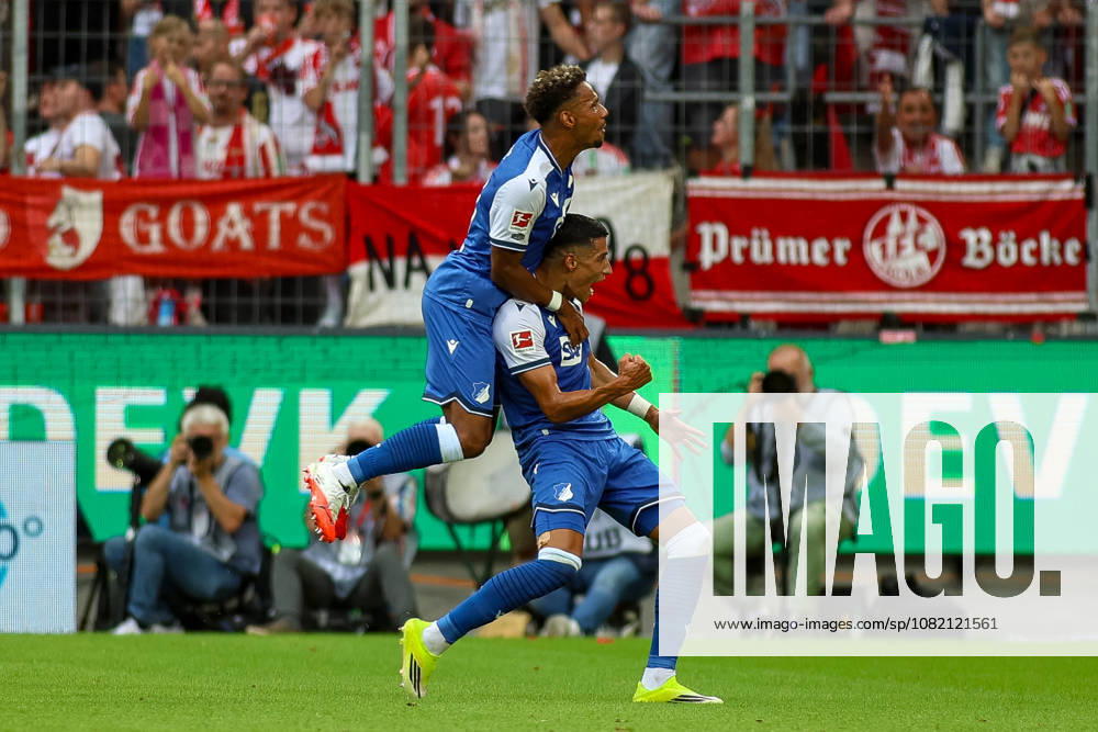 GER, Fussball, Herren, Bundesliga , 1. Bundesliga, Saison 2026 2027, 1. FC Köln - TSG 1899 Hoffenheim Adam Daghim (TSG) Torjubel, jubelt nach seinem Treffer zum 0:1 mit Bambasà Contà (TSG)