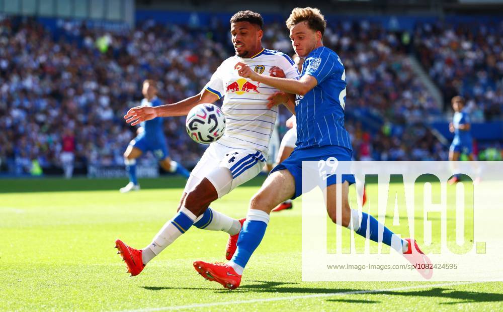 Maxim De Cuyper of Brighton and Hove Albion and James Justin of Leeds United. Brighton and Hove Albion v Leeds United, Premier League Football, Football, American Express Community Stadium, Brighton, UK - 05 Sep 2026Brighton American Express Community Stadi United Kingdom