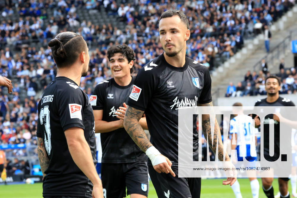 DEU GER, Fussball , 2.Fussballbundesliga , Spieltag, Saison 2026 2027, Berliner Olympiastadion, Hertha BSC vs. 1.FC Magdeburger 1.1 durch Falko Michel ( 1.FC Magdeburg 21 ), Baris Atik ( 1.FC Magdeburg 23 ) 2. Liga: DFB DFL regulations prohibit any use of photographs as image sequences and or quasi-video) Berlin Berliner Olympiastadion Berlin Deutschland