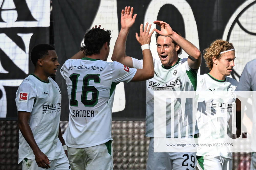 Joe Scally (Moenchengladbach 29) jubelt nach dem Tor zum 3:1 mit der Mannschaft 05.09.2026 ¢ Fussball ¢ Borussia Moenchengladbach vs SV Elversberg, Borussia-Park, Moenchengladbach, DFB DFL REGULATIONS PROHIBIT ANY USE OF PHOTOGRAPHS AS IMAGE SEQUENCES AND OR QUASI-VIDEO NRW Germany
