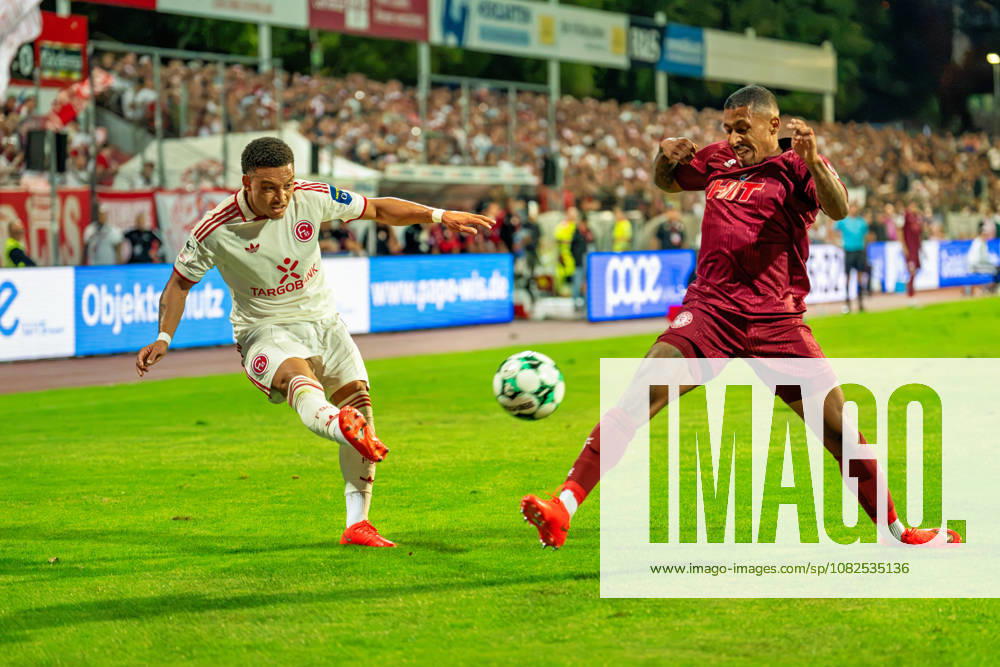 Steven van der Sloot (Fortuna Düsseldorf, 02) versucht zu flanken und wird von Salim Hadouchi (Fortuna Koeln, 17) geblockt Fortuna Köln vs. Fortuna Düsseldorf, Fussball, 3.Liga, 04.Spieltag, Saison 2026 27, 06.09.2026, DFL REGULATIONS PROHIBIT ANY USE OF PHOTOGRAPHS AS IMAGE SEQUENCES AND OR QUASI-VIDEO, Fortuna Köln vs. Fortuna Düsseldorf, Fussball, 3.Liga, 04.Spieltag, Saison 2026 27, 06.09.2026 Köln