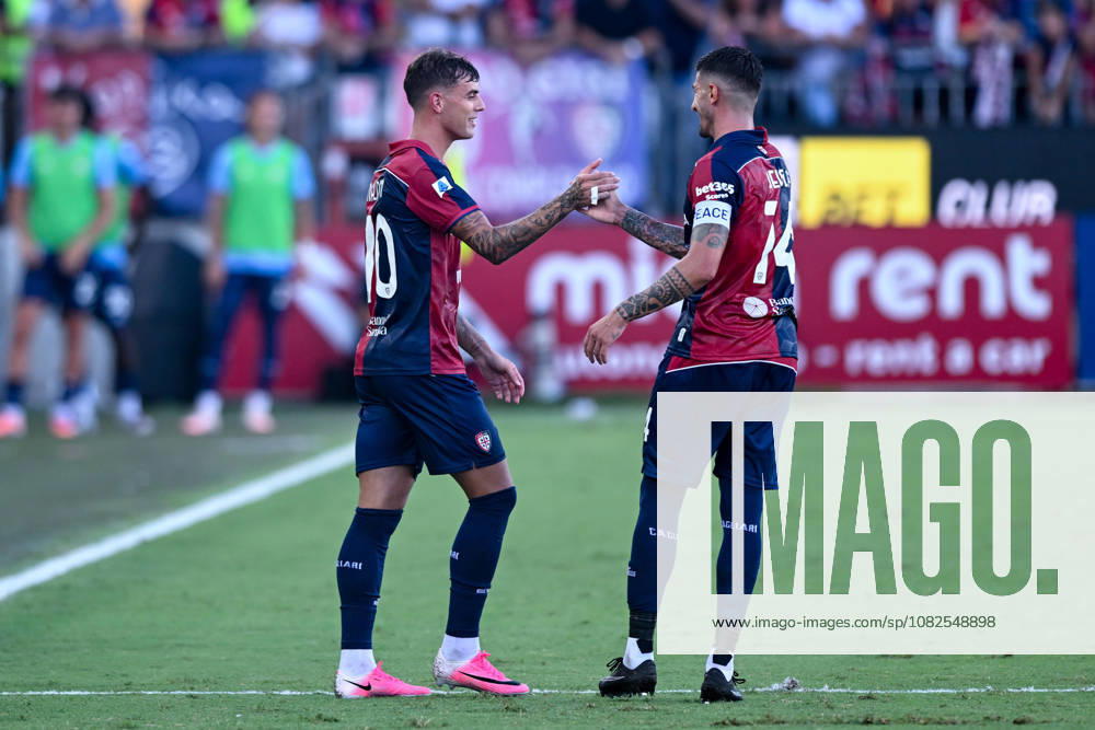Cagliari s Daniel Maldini celebrates after scoring the goal for 1-0 during the Serie A soccer match between Cagliari Calcio and Lecce at the Unipol Domus in Cagliari, Sardinia - Monday 7th september 2026. - Soccer