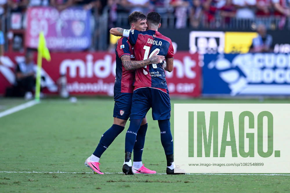 Cagliari s Daniel Maldini celebrates after scoring the goal for 1-0 during the Serie A soccer match between Cagliari Calcio and Lecce at the Unipol Domus in Cagliari, Sardinia - Monday 7th september 2026. - Soccer