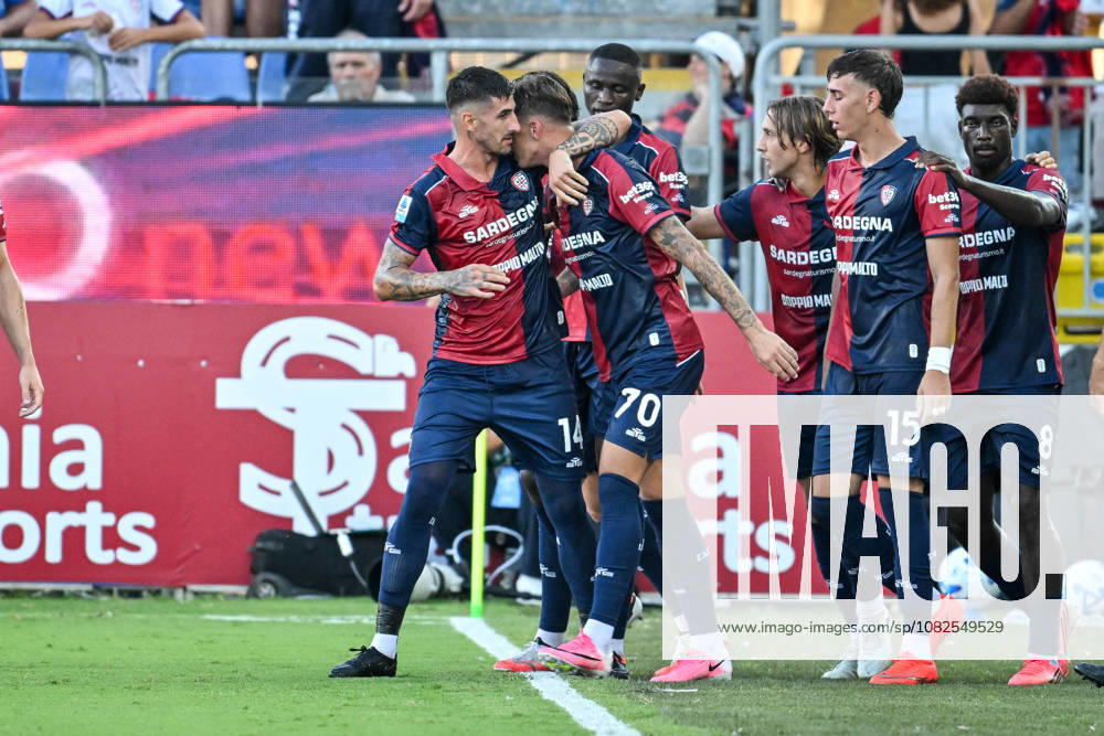 IPA88246317 - Daniel Maldini of Cagliari Calcio, Exultation, Joy, Celebration After Scoring a Goal, during the Cagliari Calcio vs. US Lecce Italian Serie A soccer match in Cagliari, Italy