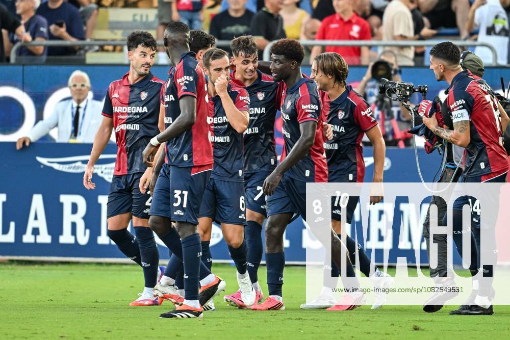 IPA88246318 - Daniel Maldini of Cagliari Calcio, Exultation, Joy, Celebration after scoring a goal, during the Cagliari Calcio vs. US Lecce Italian Serie A soccer match in Cagliari, Italy
