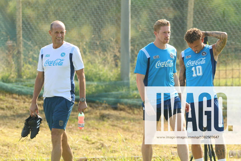 SSC Napoli Training Session Massimiliano Allegri, coach of Napoli, Kevin De Bruyne of Napoli, and Noa Lang of Napoli during a training session ahead of the UEFA Champions League 2026 27 at the Napoli training center in Castel Volturno, Italy, on September 8, 2026. Castel Volturno Napoli Italy