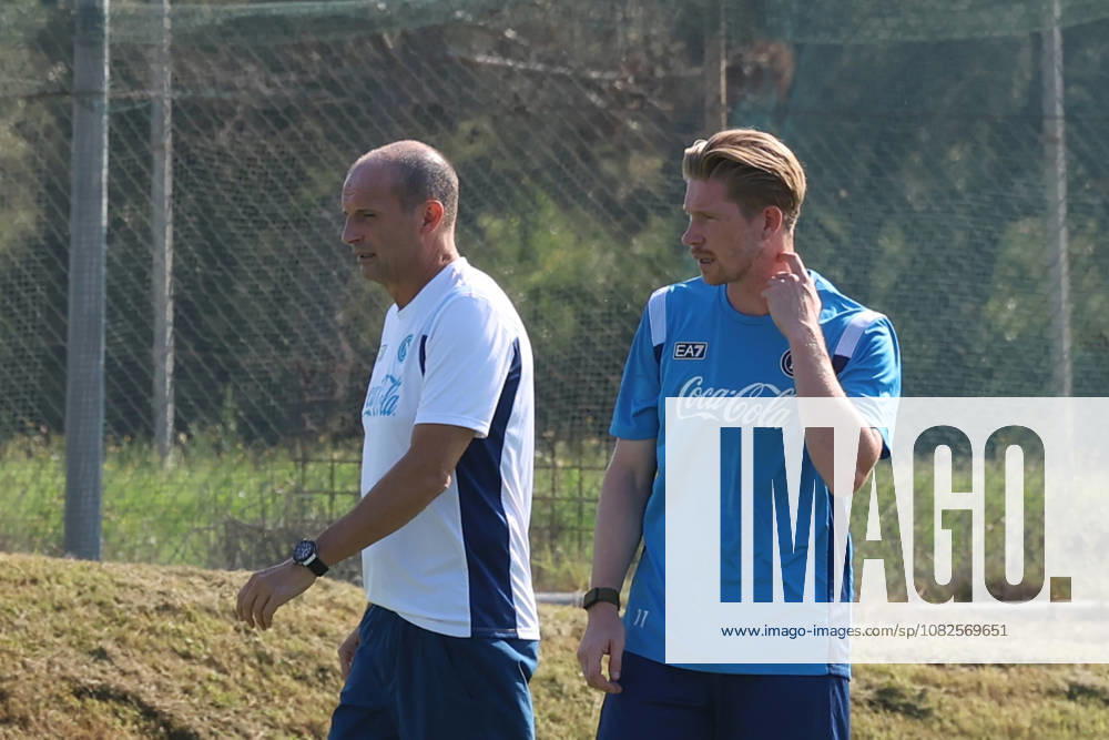 SSC Napoli Training Session Massimiliano Allegri, coach of Napoli, and Kevin De Bruyne of Napoli during a training session ahead of the UEFA Champions League 2026 27 at the Napoli training center in Castel Volturno, Italy, on September 8, 2026. Castel Volturno Napoli Italy