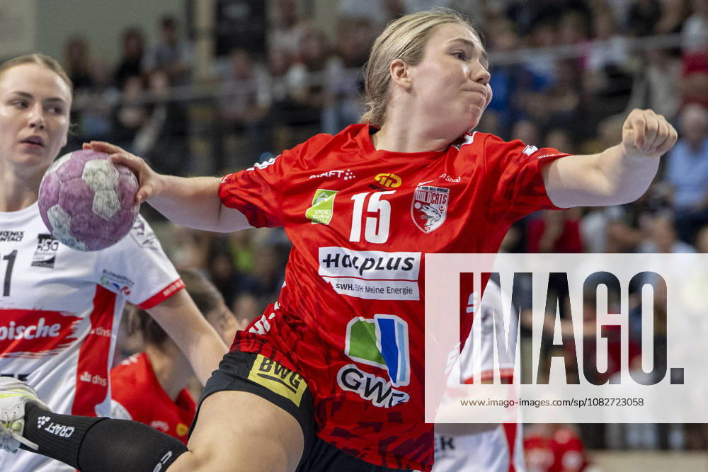 Alsco Handball Bundesliga Frauen, Saison 2026 2027 SV Union Halle-Neustadt vs.HSG Blomberg-Lippe Halle, Deutschland 09.September 2026: Im Bild:Fabienne Büch Buech (Halle) mit Ball, Halle Saale SWH Arena Sachsen-Anhalt Deutschland