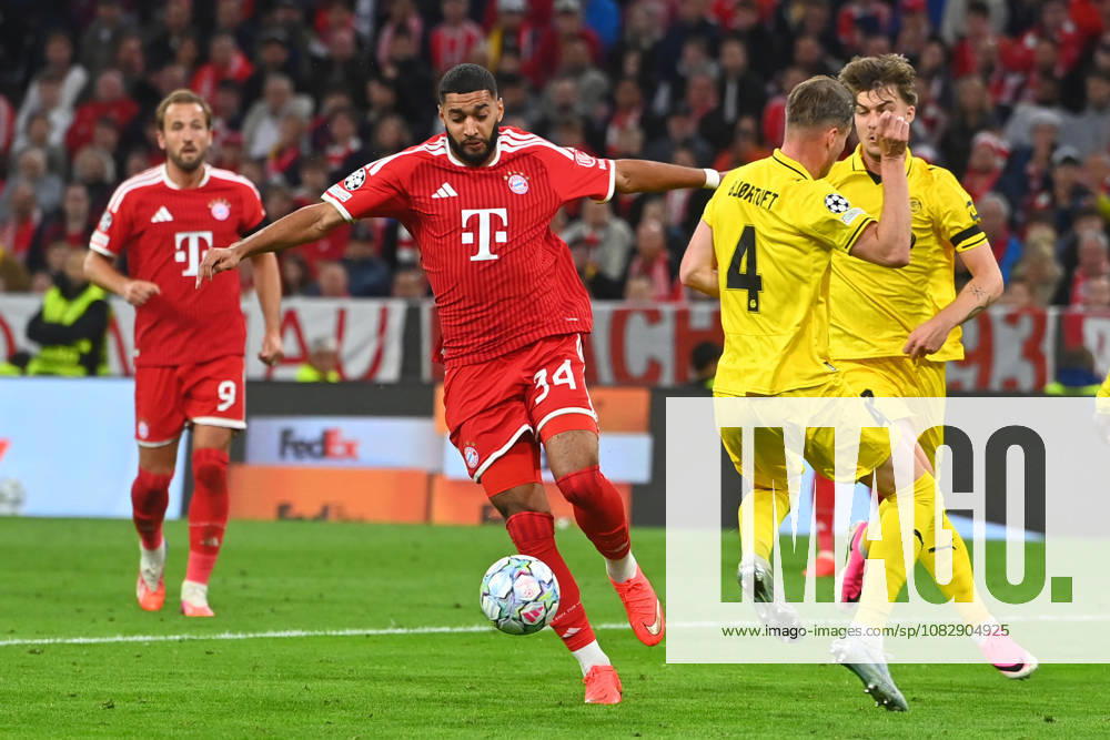 Ismael SAIBARI (Bayern Muenchen), Aktion,Zweikampf gegen Odin Bjoertuft (Glimt). Fussball Champions League,Saison 2026 27, Ligaphase FC Bayern Muenchen -Bodoe Glimt 5-0 am 10.09.2026.