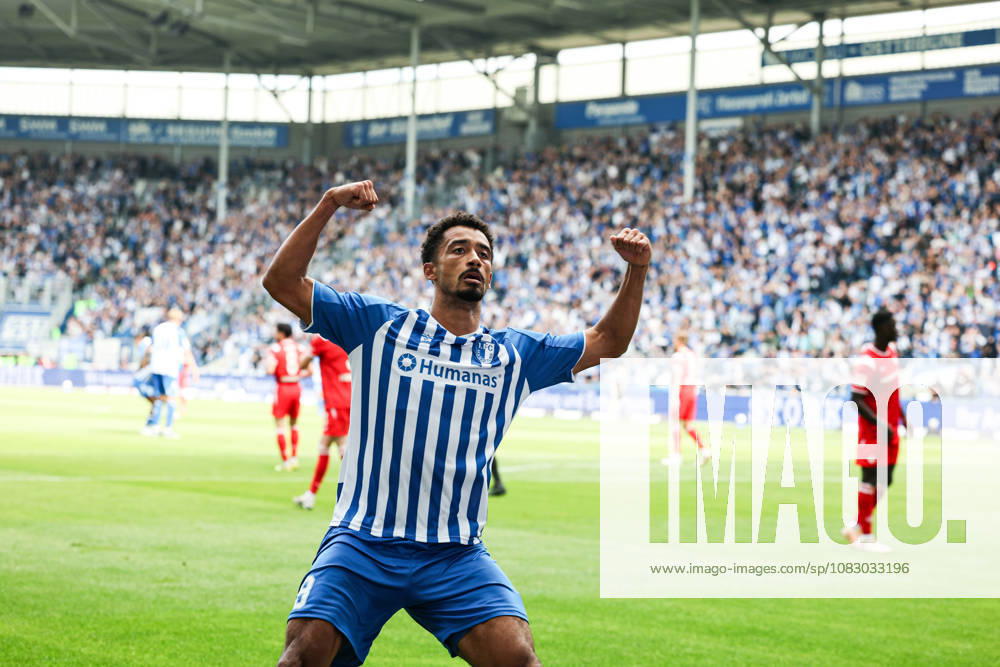 Torjubel - Torschütze Emmanuel Iyoha (1. FC Magdeburg,8) trifft zum 3-0 - 2. Fußball Bundesliga Saison 2026-2027 1. FC Magdeburg vs 1. FC Kaiserslautern in der Avnet Arena in Magdeburg - Aktion,Fußball,Mann,Männer,Deutschland