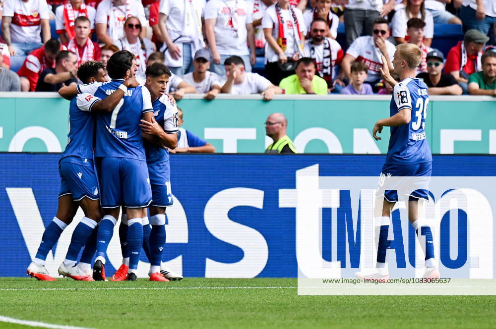 SNP Arena, Sinsheim, GER, 1.FBL, TSG Hoffenheim vs VfB Stuttgart , Adam Hlozek (Hoffenheim) jubelt über sein Tor zum 1:0. DFL regulations prohibit any use of photographs as image sequences and or quasi-video. (Photo by Hasan Bratic DeFodi Images) -