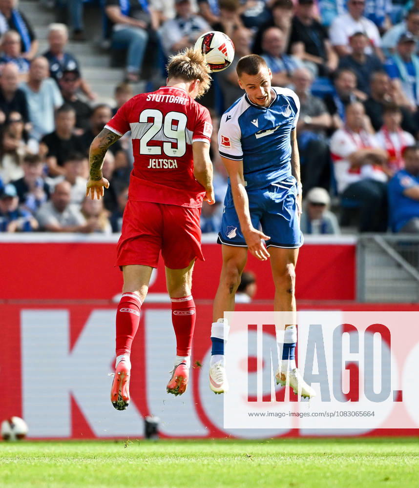 SNP Arena, Sinsheim, GER, 1.FBL, TSG Hoffenheim vs VfB Stuttgart , Finn Jeltsch (Stuttgart), Tim Lemperle (Hoffenheim) DFL regulations prohibit any use of photographs as image sequences and or quasi-video. (Photo by Hasan Bratic DeFodi Images) -