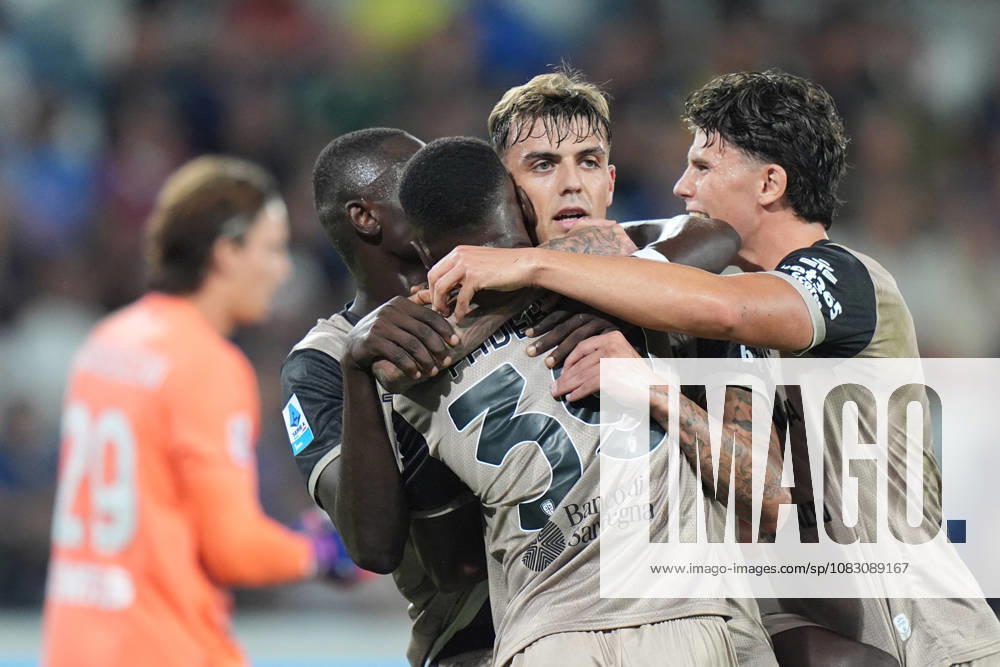 Cagliari s Daniel Maldini celebrates after scoring 1-2 during the Serie A soccer match between Atalanta and Cagliari at New Balance Arena in Bergamo , Italy - September 12, 2026. - Soccer