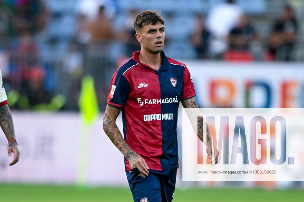 Cagliari s Daniel Maldini in action during the Coppa Italia Frecciarossa soccer match between Cagliari Calcio and Arezzo at the Unipol Domus in Cagliari, Sardinia - Friday 14th august 2026. - Soccer