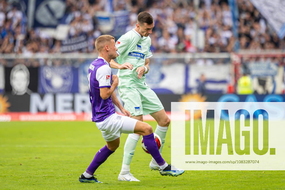 (L-R) Adrian Beck (VfL Osnabrueck, 21) im Zweikampf mit Niklas Kolbe (Hertha BSC, 27) GER, VfL Osnabrueck vs. Hertha BSC, Fussball, 2. Bundesliga, 5. Spieltag, Spielzeit 2026 2027, 13.09.2026 DFL Regulations prohibit any use of photographers as image sequences and or quasi-video. GER, VfL Osnabrueck vs. Hertha BSC, Fussball, 2. Bundesliga, 5. Spieltag, Spielzeit 2026 2027, 13.09.2026 Osnabrueck