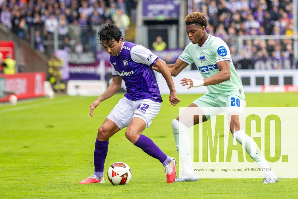 (L-R) Jonathan Gomez (VfL Osnabrueck, 42) im Zweikampf mit Farid Alfa-Ruprecht (Hertha BSC, 20) GER, VfL Osnabrueck vs. Hertha BSC, Fussball, 2. Bundesliga, 5. Spieltag, Spielzeit 2026 2027, 13.09.2026 DFL Regulations prohibit any use of photographers as image sequences and or quasi-video. GER, VfL Osnabrueck vs. Hertha BSC, Fussball, 2. Bundesliga, 5. Spieltag, Spielzeit 2026 2027, 13.09.2026 Osnabrueck