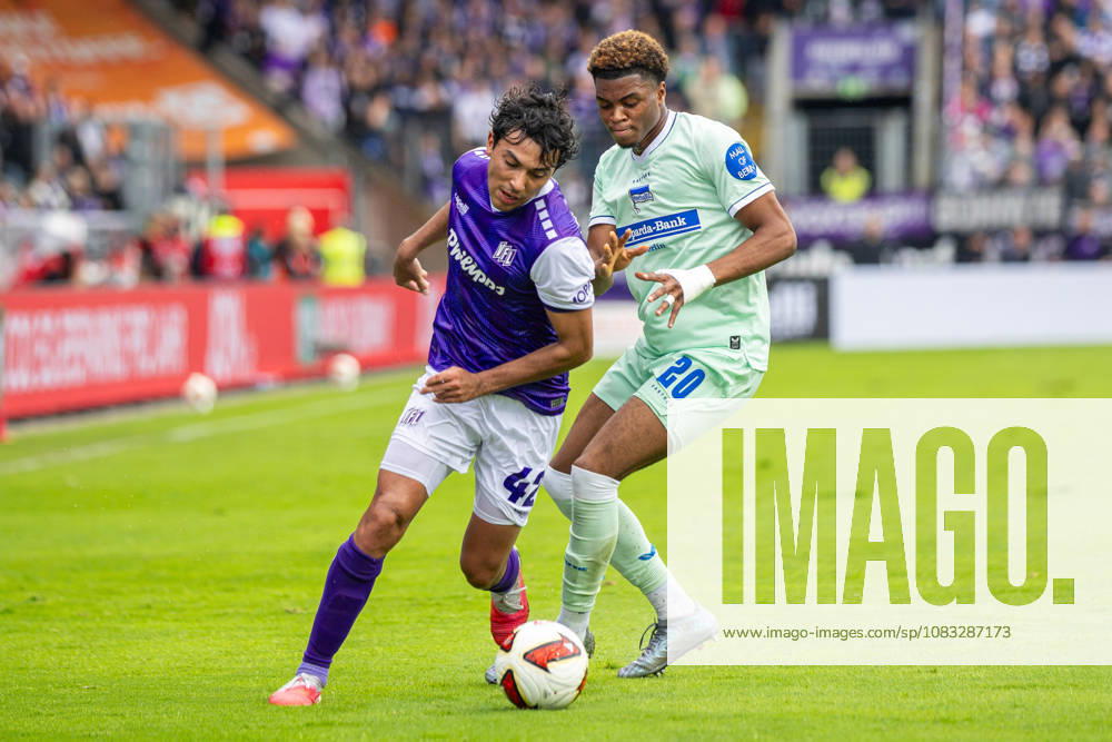 (L-R) Jonathan Gomez (VfL Osnabrueck, 42) im Zweikampf mit Farid Alfa-Ruprecht (Hertha BSC, 20) GER, VfL Osnabrueck vs. Hertha BSC, Fussball, 2. Bundesliga, 5. Spieltag, Spielzeit 2026 2027, 13.09.2026 DFL Regulations prohibit any use of photographers as image sequences and or quasi-video. GER, VfL Osnabrueck vs. Hertha BSC, Fussball, 2. Bundesliga, 5. Spieltag, Spielzeit 2026 2027, 13.09.2026 Osnabrueck
