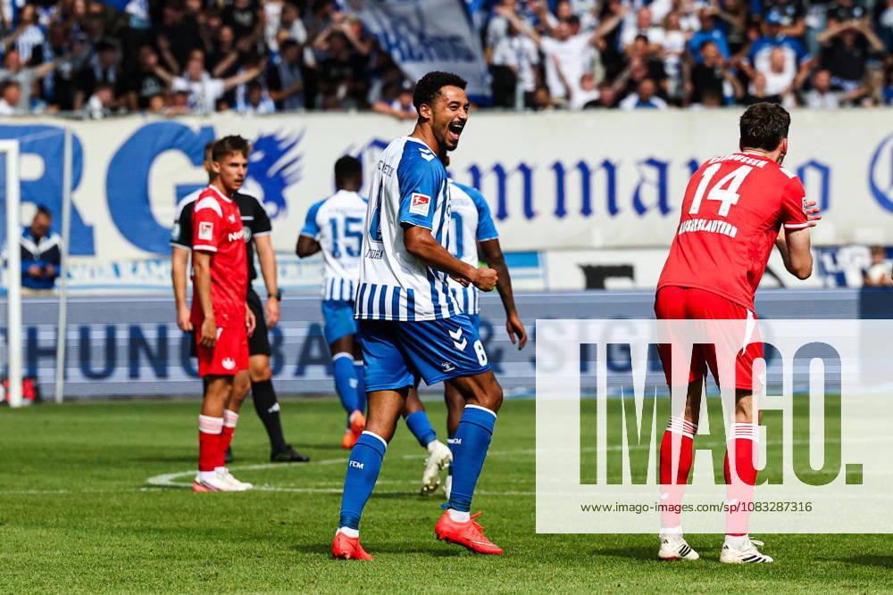 Torjubel - Torschütze Emmanuel Iyoha (1. FC Magdeburg,8) trifft zum 3-0 - 2. Fußball Bundesliga Saison 2026-2027 1. FC Magdeburg vs 1. FC Kaiserslautern in der Avnet Arena in Magdeburg - Aktion,Fußball,Mann,Männer,Deutschland