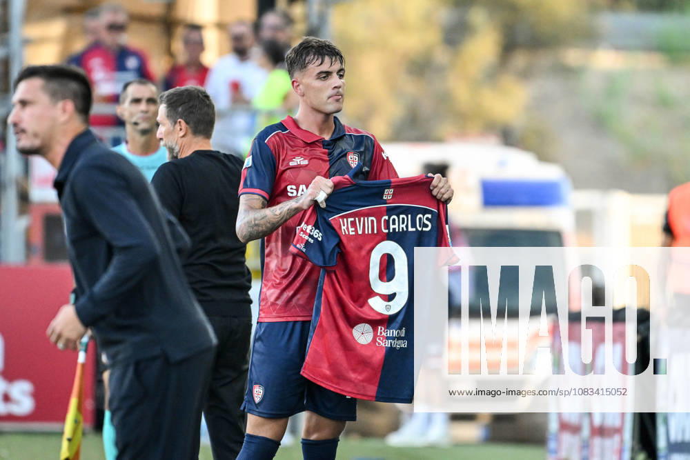 IPA88626600 - Daniel Maldini of Cagliari Calcio, Exultation, Joy, Celebration After Scoring a Goal, Kevin Carlos of Cagliari Calcio during the Cagliari Calcio vs. US Lecce Italian Serie A soccer match in Cagliari, Italy
