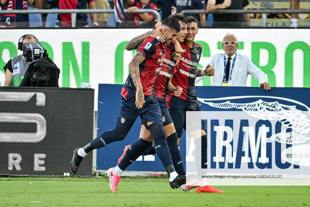 IPA88626636 - Daniel Maldini of Cagliari Calcio, Exultation, Joy, Celebration After Scoring a Goal, During the Cagliari Calcio vs. US Lecce Italian Serie A Soccer Match in Cagliari, Italy