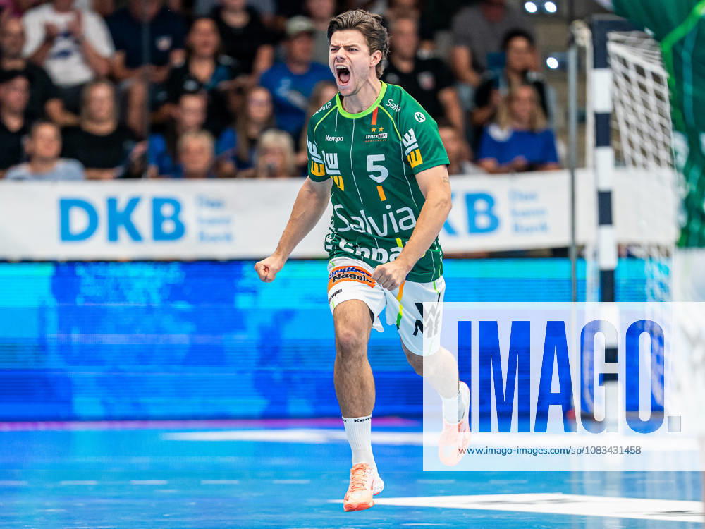 Rutger ten Velde (Frisch Auf Goeppingen, 05) jubelt nach einem Tor, Frisch Auf Goeppingen vs. Rhein-Neckar Loewen, Handball, 1. Bundesliga, Herren, Spielzeit 2026 2027, 17.09.2026, Frisch Auf Goeppingen vs. Rhein-Neckar Loewen, Handball, 1. Bundesliga, Herren, Spielzeit 2026 2027, 17.09.2026 Goeppingen