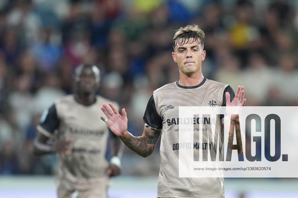 Cagliari s Daniel Maldini celebrates after scoring 1-2 during the Serie A soccer match between Atalanta and Cagliari at New Balance Arena in Bergamo , Italy - September 12, 2026. - Soccer