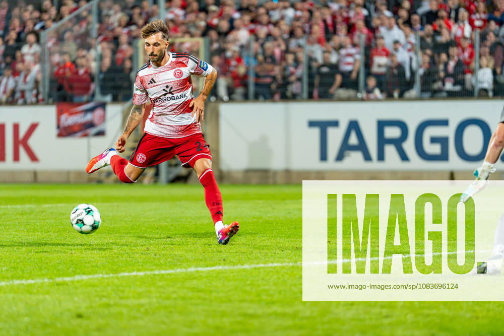 Fabian Schleusener (Fortuna Düsseldorf, 24) setzt zum Schuss an bei der erzielung eines Tores Fortuna Duesseldorf vs. Schwarz-Weiss Alstaden, Fussball, Niederrheinpokal, 2.Runde, Saison 2026 27, 23.09.2026, DFL REGULATIONS PROHIBIT ANY USE OF PHOTOGRAPHS AS IMAGE SEQUENCES AND OR QUASI-VIDEO, Fortuna Duesseldorf vs. Schwarz-Weiss Alstaden, Fussball, Niederrheinpokal, 2.Runde, Saison 2026 27, 23.09.2026 Düsseldorf