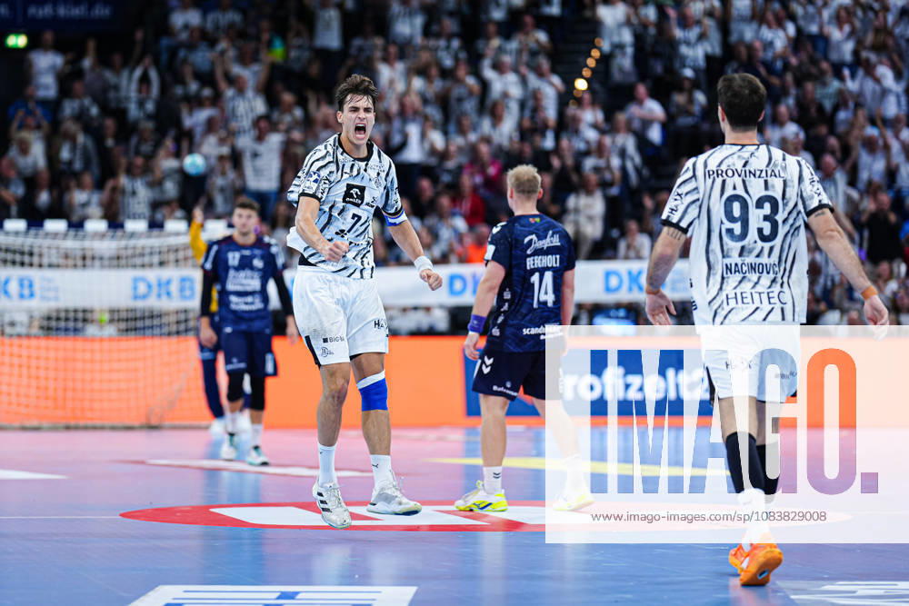 Torjubel Julian Köster (THW Kiel, 07) GER, THW Kiel vs. SG Flensburg-Handewitt, Handball, 1. Bundesliga, Spieltag 6, Saison 2026 2027, 26.09.2026 GER, THW Kiel vs. SG Flensburg-Handewitt, Handball, 1. Bundesliga, Spieltag 6, Saison 2026 2027, 26.09.2026 Kiel