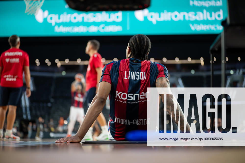EuroLeague Round 2 match between Valencia Basket and of Kosner Baskonia Vitoria Gasteiz A.J. Lawson of Kosner Baskonia Vitoria Gasteiz warms up during the EuroLeague Round 2 match between Valencia Basket and of Kosner Baskonia Vitoria Gasteiz at Roig Arena , (Valencia ) on September 29, 2025.