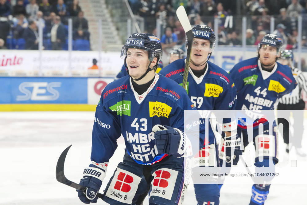 Quinto, Gottardo Arena, NL: HC Ambrì-Piotta v SCL Tigers: 43 Tim Muggli (Ambri) celebrates his goal Quinto Gottardo Arena Ticino Switzerland